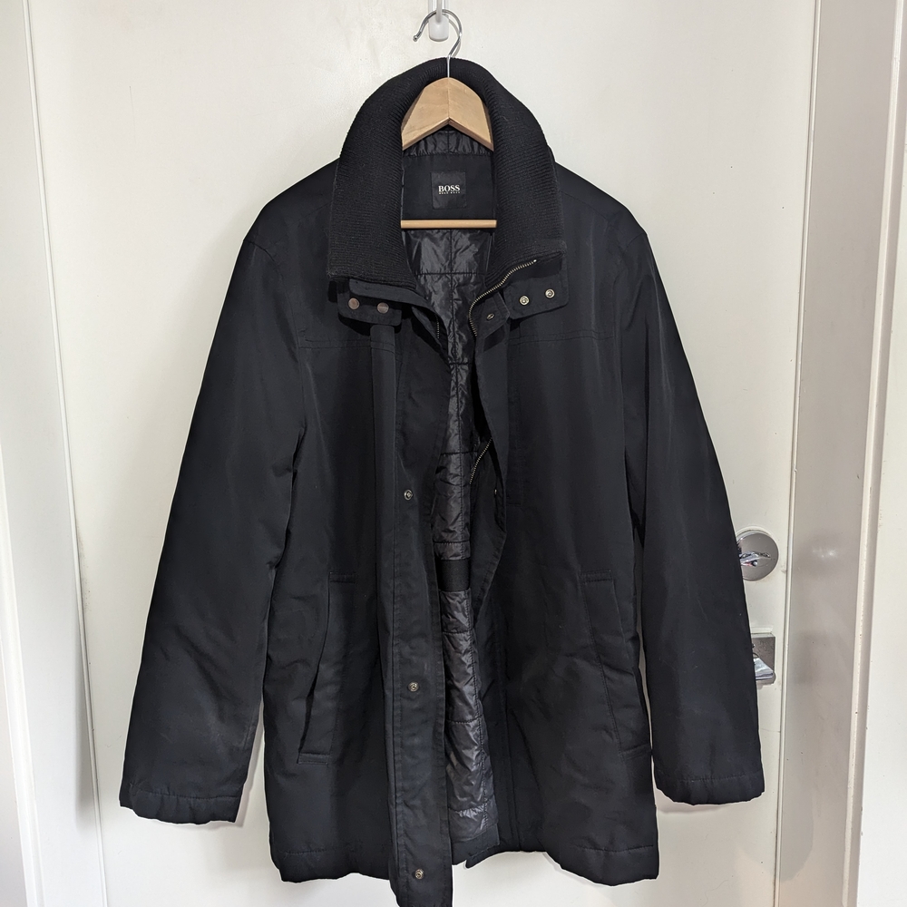 Boss Black Performance Jacket with Relaxed Fit and Zipper Closure